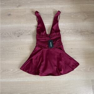 Thats So Fetch Mini Dress Satin V Neck Sleeveless Jane Size US4 Burgundy Red